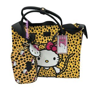 Hello‎ Kitty Cheetah Print Travel Tote Bag 3PCS NWT